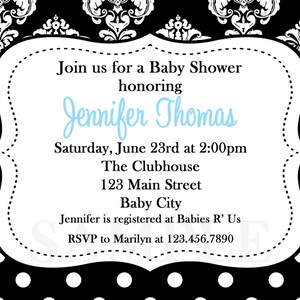Damask Baby Shower Invitation Damask Baby Shower invitation image 3