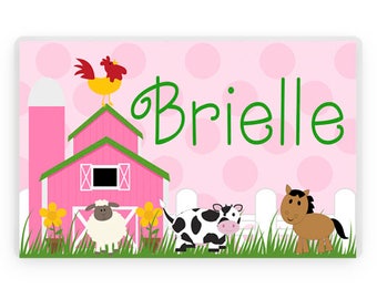 Farm Animals Personalized Placemat, Kids Gift