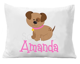 Pink Puppy Dog Personalized Pillow Case