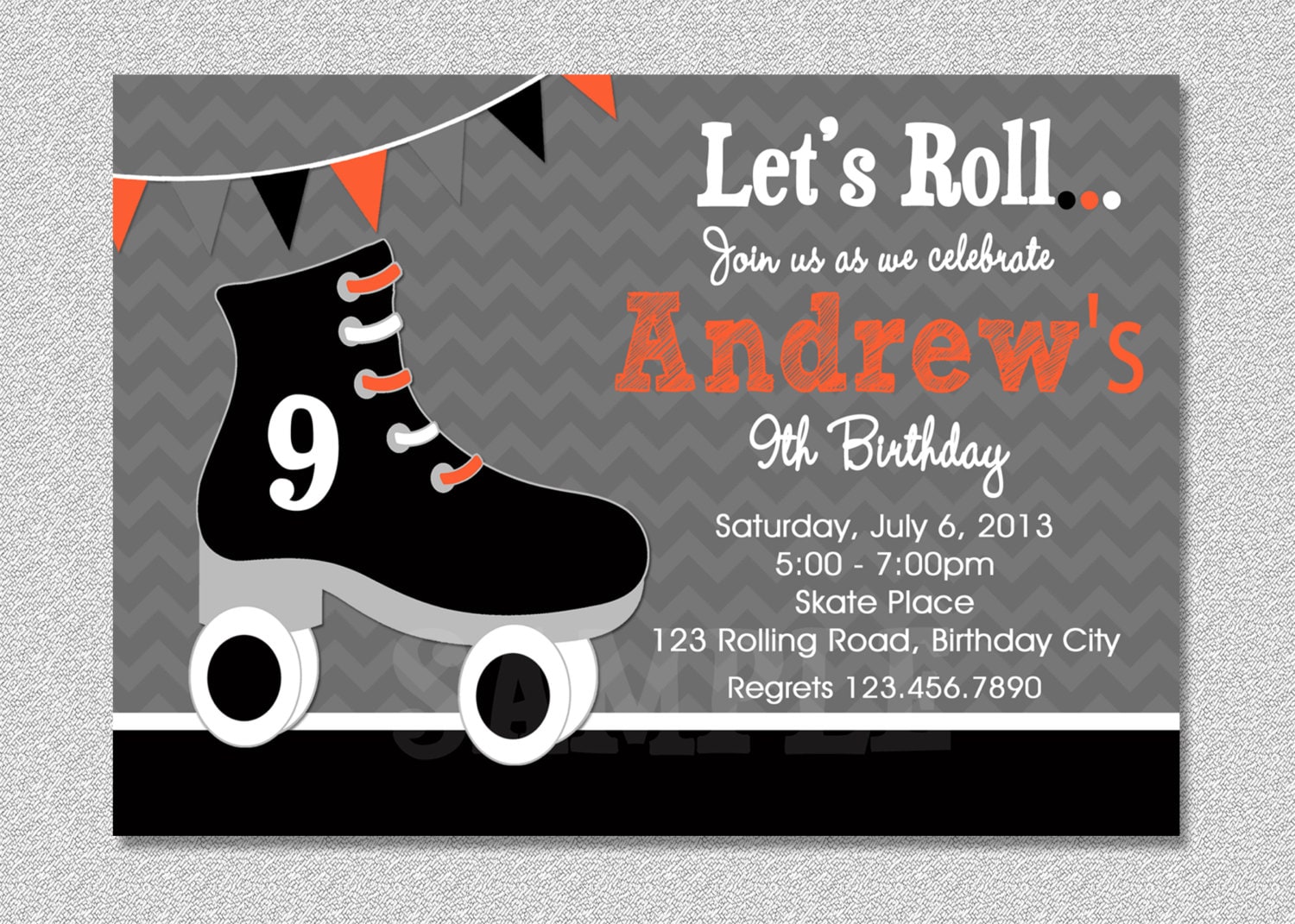 Boys Skating Birthday Invitation Boys Roller Skating Birthday Party Skating Birthday Invitation Invitation Printable
