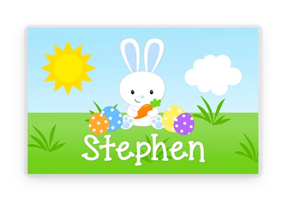 Easter Personalized Placemat, Easter Bunny Laminated Placemat, Easter Table Decoration, Bunny Decorations, Kids Table, Kids Easter gift Il_570xn