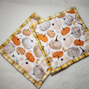 Pumpkins fall burlap Autumn Potholder gift Pot holder hot pad potholders 10 inch