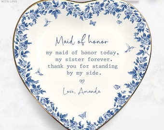 Personalized Maid of Honor Ring Dish From Bride,MOH Jewelry Dish,Sister Wedding Gift,Wedding Gift for Bridesmaid,Maid of Honor Proposal Gift