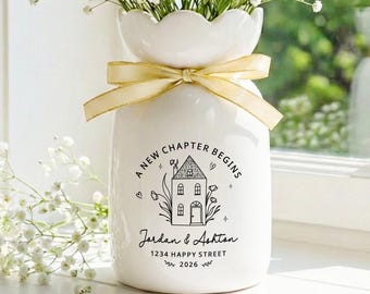 Personalized First Home Gift, Custom Flower Vase for New Home Occasion, Housewarming Gift For Couple, Owners Gift, Moving In Gift for Friend