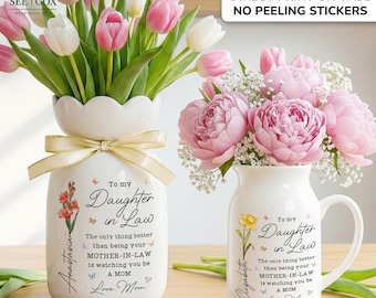 Personalized Daughter In Law Flower Vase, Mom to Daughter Gift, Mothers Day Gift for Daughter, Wedding Gift, Daughter In Law Gift from Mom