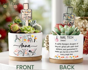 Personalized Nail Tech Plant Pot, Nail Tech Gifts, Manicurist Gifts, Nail Artist Gift, Appreciation Gift, Nail Salon Decor, Beauty Lover