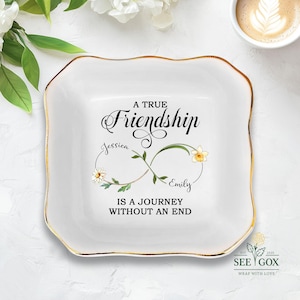 Personalized Best Friend Jewelry Dish, Birth Flower Jewelry Dish, Gift Group Friends, Friendship Ring Dish, Gift For Soul Sister Friends