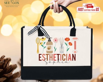 Personalized Esthetician Canvas Tote Bag, Customizable Esthetician Bag, Custom Esthetician Gift, Tote Bag For Esthetician Gift, Gift For Her