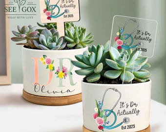 Personalized Doctor Plant Pot, Future Doctor Gifts,  Doctor Graduation Gifts, PhD Graduate Gifts, Doctoral Degree Gift, Medical Student Gift
