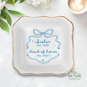 Personalized Maid of Honor Ring Dish, MOH Jewelry Dish, Sister Wedding Gifts, Wedding Gift for bridesmaid, Maid of Honor Proposal Gift Dish