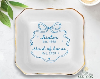 Personalized Maid of Honor Ring Dish, MOH Jewelry Dish, Bridesmaid Gift, Wedding Gift for Sister, Maid of Honor Gift, Engagement Proposal