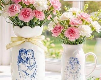 Photo Gift for Mom, Flower Vase for Mom, Custom Photo Mother of The Groom, Mother of the Bride Photo Gifts,Birthday Gifts for Mom Photo Gift