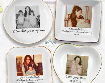 Photo Gift for Mom, Custom Photo Mother of The Groom Jewelry Dish, Mother of The Bride Gift, Wedding Ring Dish, Mom Wedding Day,Gift For Mom