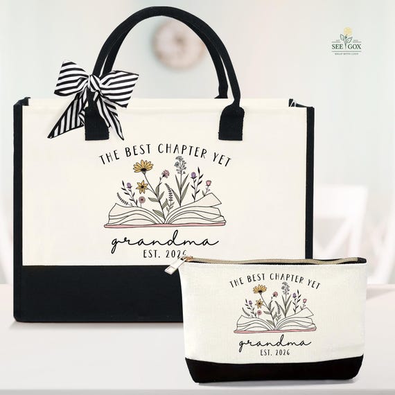Grandma Tote Bag, The Best Chapter Yet 2026, New Grandma Tote, Gift for Grandma, Mother's Day Gift For Mom, Gigi gift, Custom Nana gift Tote