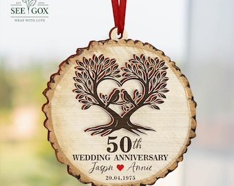 Personalized 50th Anniversary Ornament, Golden Anniversary Gifts for Grandparents, Wedding Anniversary Ornament, Christmas Gift for Couples
