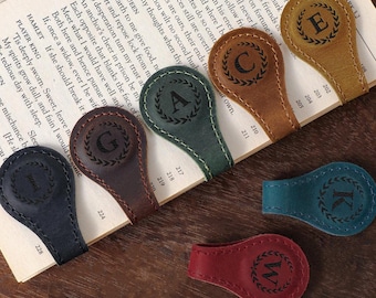 Leather Magnetic Bookmark, Custom Engraved Magnetic Bookmark, Initials Leather Bookmark, Gift For Her, Gift For Him, Bridesmaid Gift
