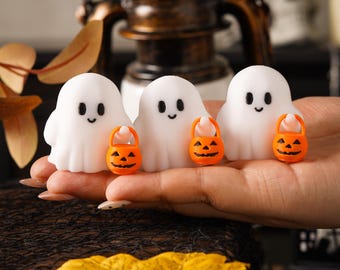 Niedlicher kleiner Halloween-Geist, 3D-gedruckte Schreibtischdeko für Süßes oder Saures, gruselige Geisterfigur