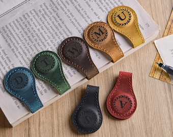 Leather Magnetic Bookmark, Custom Engraved Magnetic Bookmark, Initials Leather Bookmark, Gift For Her, Gift For Him, Christmas Gift