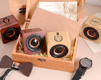Benutzerdefinierte tragbare wiederaufladbare Lautsprecher, personalisierte hölzerne Bluetooth-Lautsprecher, Groomsmen Geschenke