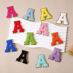 Sew Gold Trim Capital Embroidered Name, Chenille Embroidered Letters A-Z Applique Patch, Gold Glitter Letter Trim, Bags T-Shirt Iron On