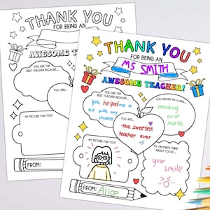 Cadeau de remerciement pour enseignant imprimable, cadeau de remerciement pour enseignant, coloriage imprimable, enseignant d'un élève de l'école, téléchargement numérique rapide, PDF