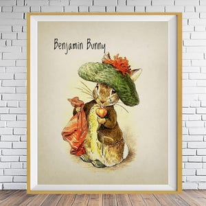 Nursery Art - Beatrix Potter Benjamin Bunny Print - Children&#39;s Book Nursery Decor, Sweet Baby Shower Gift from Childrens Book st1 #ana15