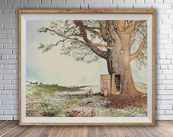 Nursery Art, Winnie the Pooh Print, EH Shepard, AA Milne, Elegant Boho Nursery Decor, Kids Room, Baby Shower Gift, Childrens Book st1 #ana50