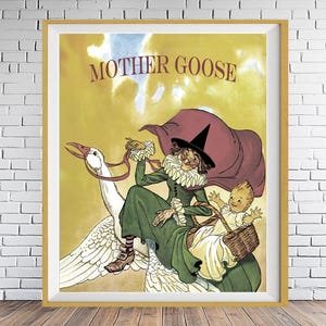 Mother Goose Nursery Art, Boho Nursery Decor, Vintage Art for Kids, Nursery Rhyme Illustrations, Childrens Books, Kids Room Art st1 #ana275