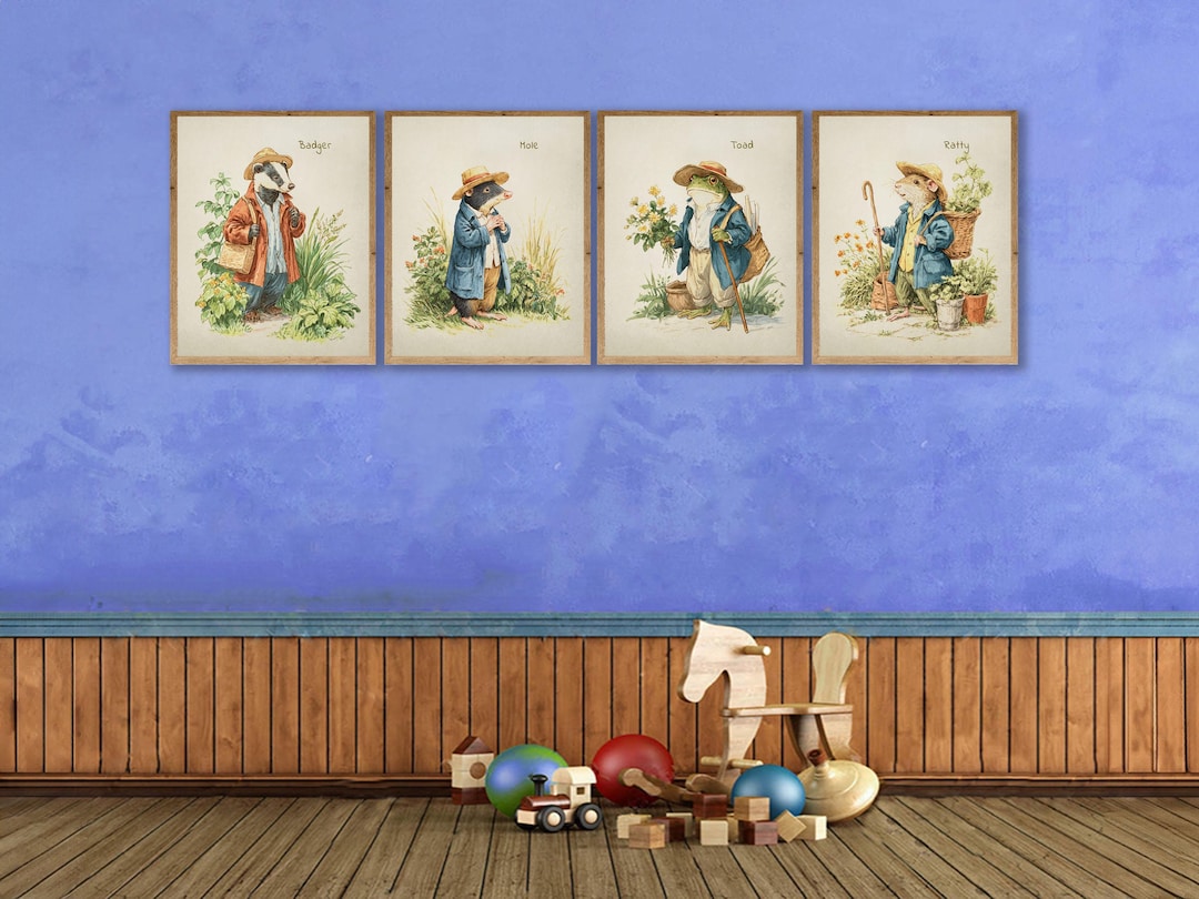 Wind in the Willows Nursery Art, Discounted Set of 4 Prints, Badger ...