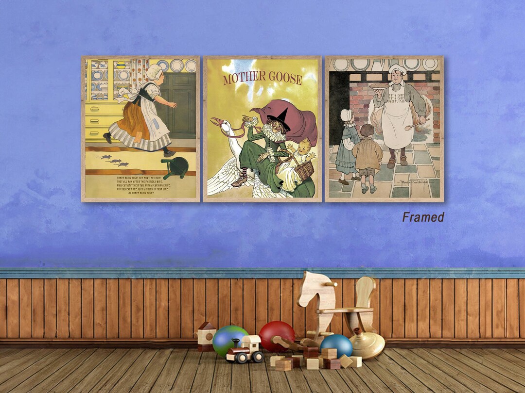 Mother Goose Nursery Rhyme Art, Boho Nursery Decor, Vintage Art for ...