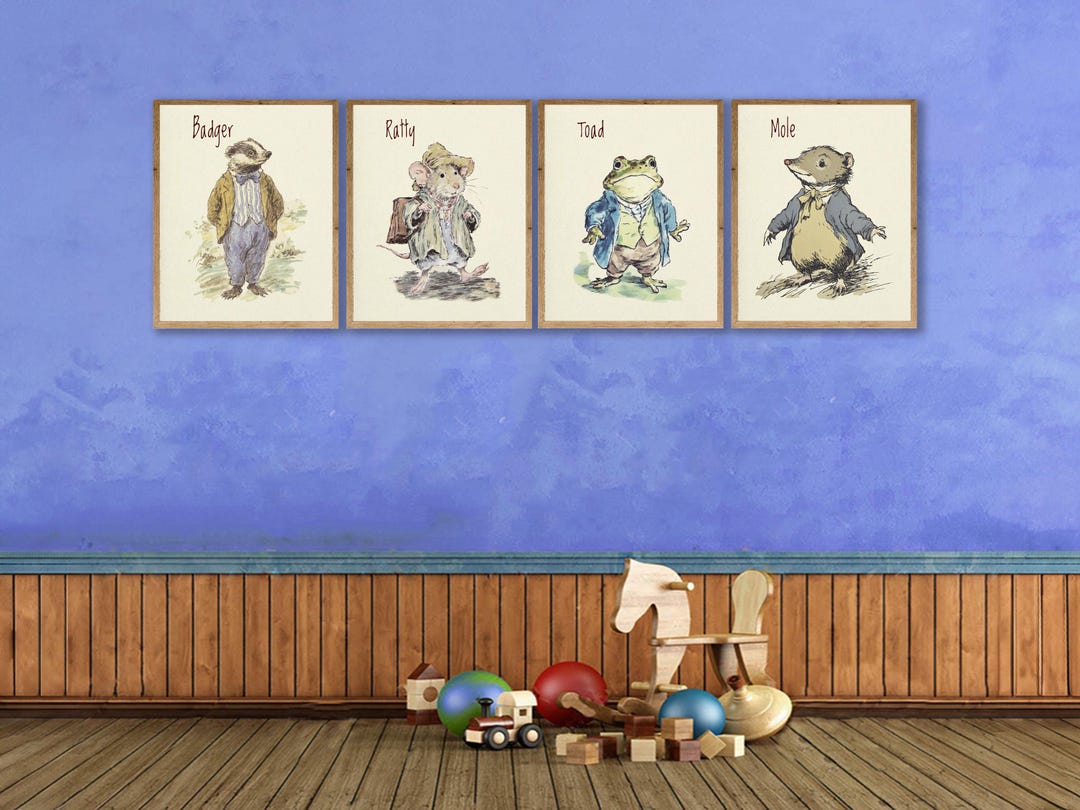 Wind in the Willows Nursery Art, Discounted Set of 4 Prints, Badger ...