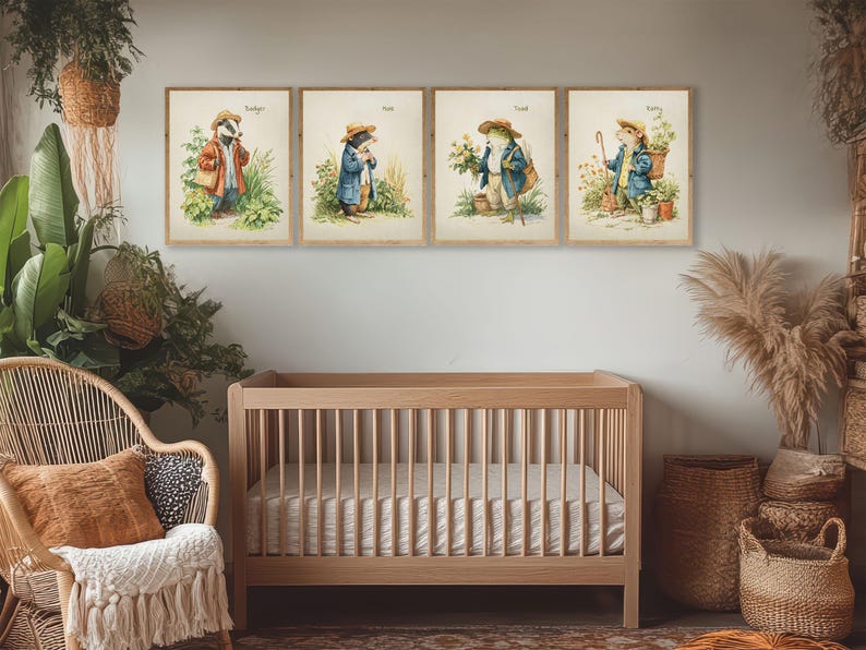 Wind in the Willows Nursery Art, Discounted Set of 4 Prints, Badger ...