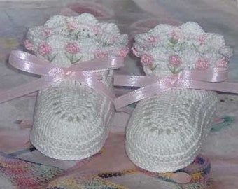 Crochet Tulip Baby Booties | Crochet Baby Booties | Pink | Reborn Doll Shoes | 0-3 Months | Baby Shower Gift | Made to Order