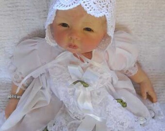 Gorro de bebé de crochet abierto en forma de media luna / Gorro de crochet para bebé / Blanco / 0-3 meses / Regalo para baby shower / Accesorio de fotos / Gorro de bautizo