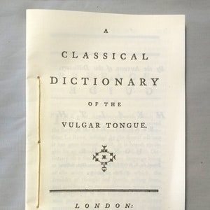 USA Exclusive - A Classical Dictionary of the Vulgar Tongue