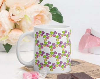 Candy Hearts Coffee Mug, Valentine's Day Gift