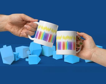 Hanukkah Rainbow Menorah Coffee Mug, LGBTQ Pride Gift