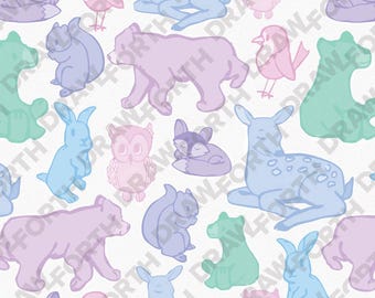 Pastel Woodland Animals Seamless Pattern (Digital Download)