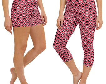Panda Mom Print Capri Leggings and Shorts: Yoga Exercise Loungewear