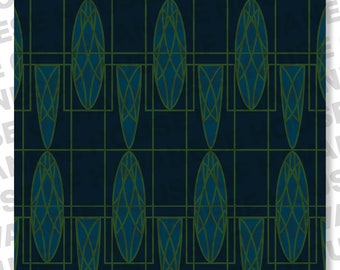 Art Deco Digital Seamless Pattern Download in Blue and Green