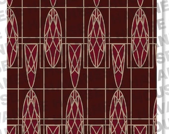 Art Deco Digital Seamless Pattern in Red and Tan