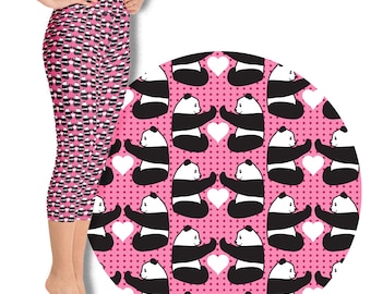 Panda Capri Leggings: Hot Pink, Hearts, Polka Dot Yoga Shorts