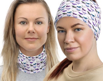 Bird Print Tube Scarf: Washable Headband, Bandana, Neck Gaiter
