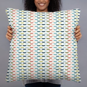 Mid Century Modern Pillow Cover in a Retro Color Palette of Orange, Turquoise, Lime Green