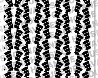 Nefertiti Art Deco Seamless Pattern Digital Download in Black and White