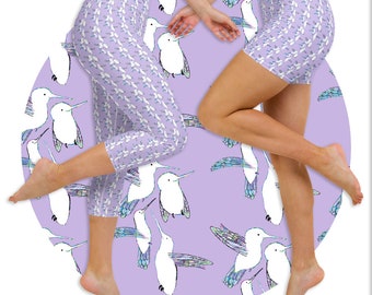 Hummingbird Capri Leggings and Shorts: Lilac Yoga Loungewear