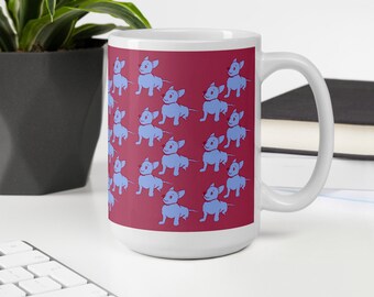 Corgi Print Coffee Mug: Blue and Red Dog Lover Gift