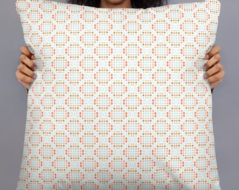 Federa per cuscino moderna con diamanti a mosaico in verde lime, arancione e turchese
