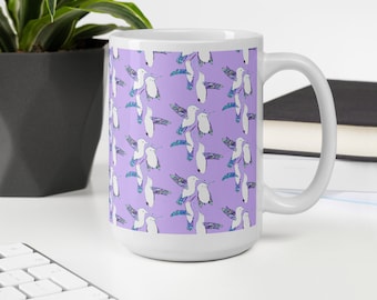 Hummingbird Coffee Mug: Light Purple Bird Pattern, Birder Gift