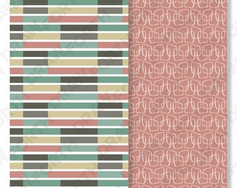 Mid Century Modern Digital Seamless Geometric Patterns in Retro Colors